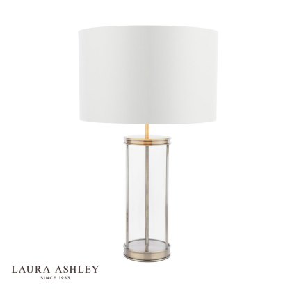 Laura Ashley Harrington - Large Table Lamp With Shade (Antique Brass and Glass)