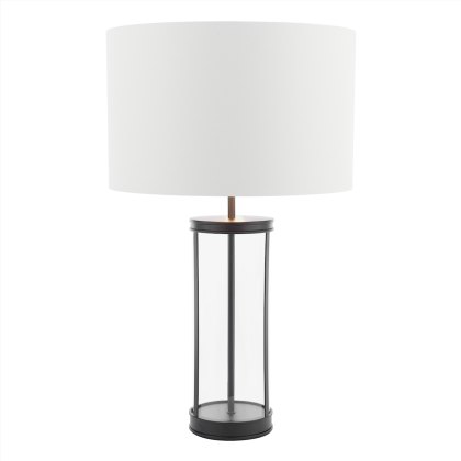 Laura Ashley - Harrington Large Table Lamp (Matt Black and Glass With Shade)