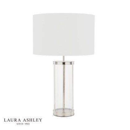 Laura Ashley Harrington - Large Table Lamp With Shade (Polished Nickel and Glass)