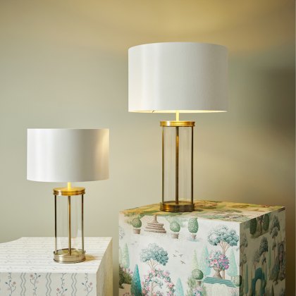 Laura Ashley - Harrington Small Table Lamp (Antique Brass and Glass With Shade)
