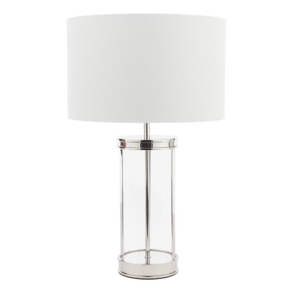 Laura Ashley - Harrington Small Table Lamp Polished Nickel and Glass With Shade