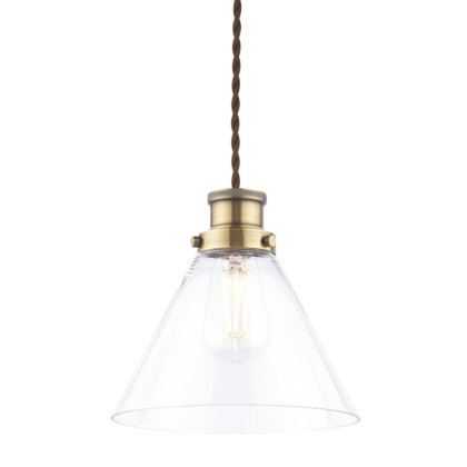 Laura Ashley - Isaac Easy Fit Pendant Antique Brass and Glass