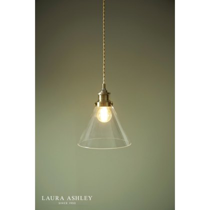 Laura Ashley - Isaac Easy Fit Pendant Antique Brass and Glass