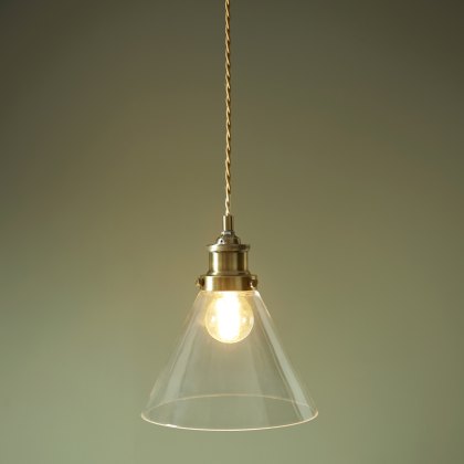Laura Ashley - Isaac Easy Fit Pendant Antique Brass and Glass