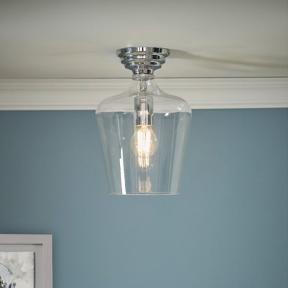 Laura Ashley Ockley - Semi-Flush Ceiling Light (Polished Chrome and Glass)