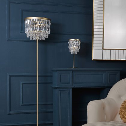 Laura Ashley - Rhosill 3 Light Floor Lamp (Matt Antique Brass and Crystal)