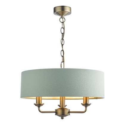 Laura Ashley - Sorrento 3 Light Shadelier Matt Antique Brass and Green Shade