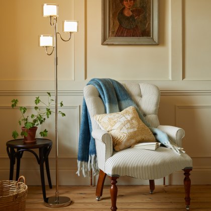 Laura Ashley Southwell - 3 Light Floor Lamp Polished Nickel and Opal Glass