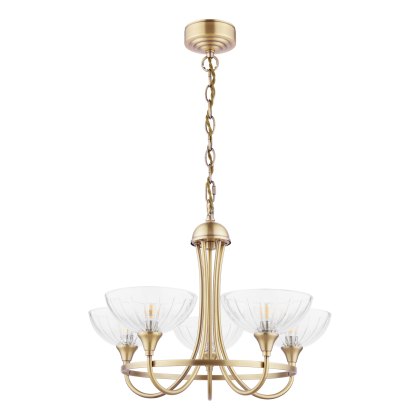 Laura Ashley - Wellham 5 Light Armed Pendant Antique Brass and Glass