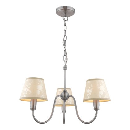 Laura Ashley - Westbourne 3 Light Armed Pendant Polished Pewter With Shade