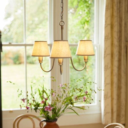 Laura Ashley - Westbourne 3 Light Armed Pendant Polished Pewter With Shade