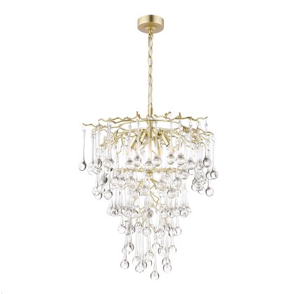 Laura Ashley - Willow 4 Light Pendant (Satin Champagne and Crystal)