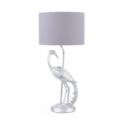 Laura Ashley - Tregaron Heron Table Lamp with Shade (Silver)