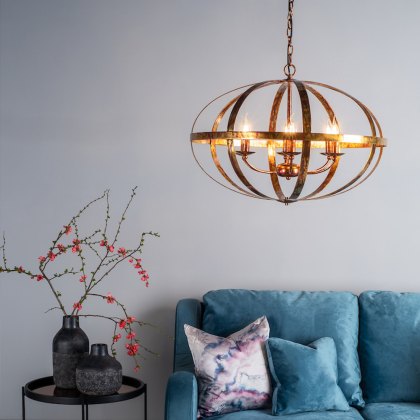 Dar - Symbol 6 Light Pendant (Petrol Copper)