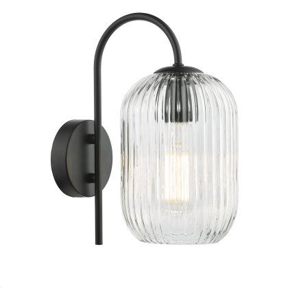 Dar - Idra Wall Light Matt Black with Clear Glass