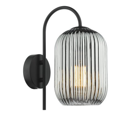 Dar - Idra Wall Light Matt Black with Smoked Glass
