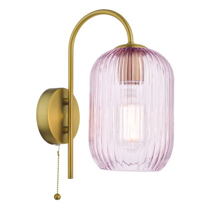 Dar - Idra Wall Light Aged Bronze with Pink Glass