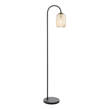 Dar - Idra Floor Lamp Matt Black with Champagne Glass