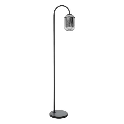 Dar - Idra Floor Lamp Matt Black with Smoked Glass
