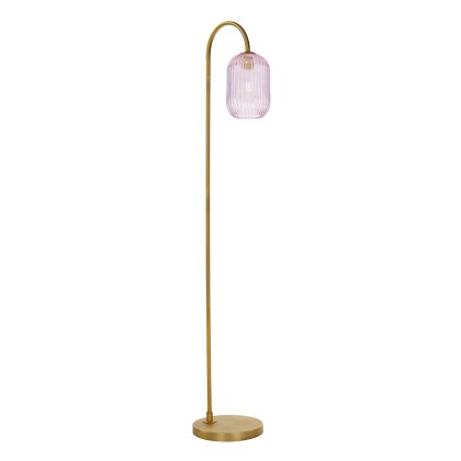 Dar - Idra Floor Lamp Aged Bronze with Pink Glass