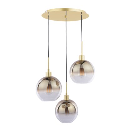 Dar - Lycia 3 Light Cluster Pendant Gold Mirror Ombre Glass Dar - Lycia 3 Light Cluster Pendant Gold Mirror Ombre Glass