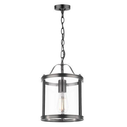 Laura Ashley - Harrington Single Pendant (Matt Black and Glass)
