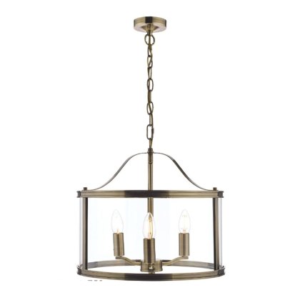 Laura Ashley Harrington - 3 Light Pendant Antique Brass and Glass