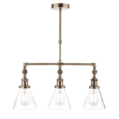 Laura Ashley - Isaac 3lt Bar Pendant Antique Brass Laura Ashley - Isaac 3lt Bar Pendant Antique Brass