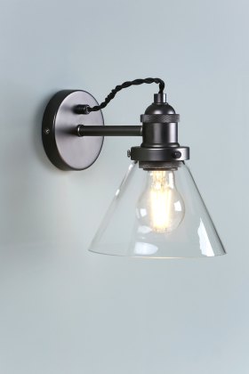 Laura Ashley - Isaac Industrial Nickel 1 Light Wall Light