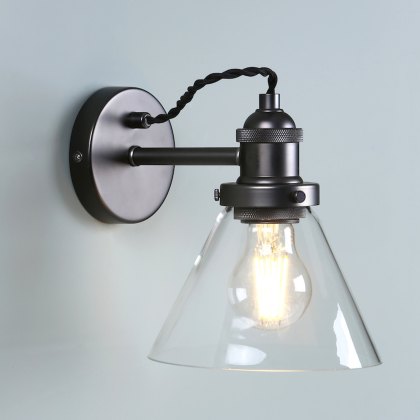Laura Ashley - Isaac Industrial Nickel 1 Light Wall Light