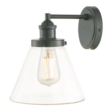 Laura Ashley - Isaac Outdoor Wall Light Charcoal Glass IP44