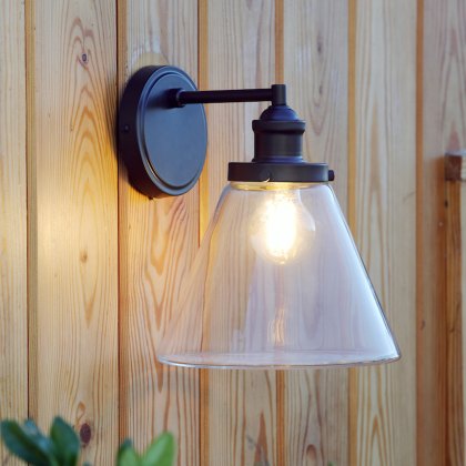 Laura Ashley - Isaac Outdoor Wall Light Charcoal Glass IP44