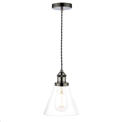 Laura Ashley - Isaac Pendant Satin Nickel Glass