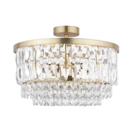 Laura Ashley - Rhosill 3 Light Semi Flush (Antique Brass and Glass)