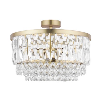 Laura Ashley - Rhosill 3 Light Semi Flush (Antique Brass and Glass)