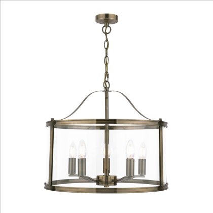 Laura Ashley - Harrington Pendant (Antique Brass Glass)