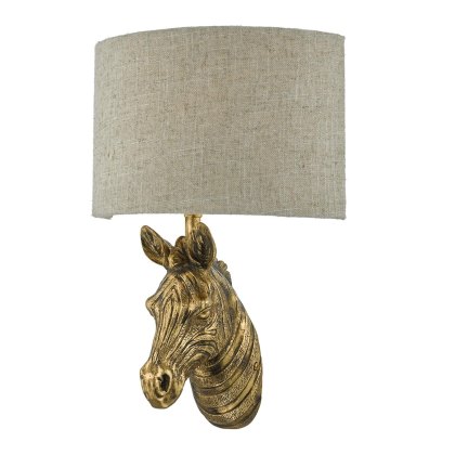 Dar - Abby Zebra Wall Light Gold with Natural Linen Shade