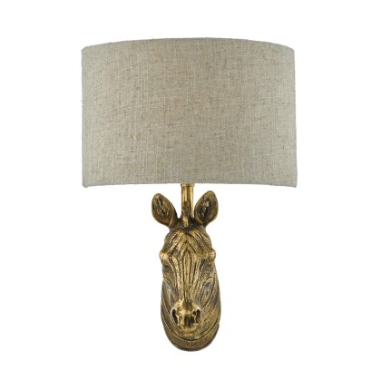 Dar - Abby Zebra Wall Light Gold with Natural Linen Shade