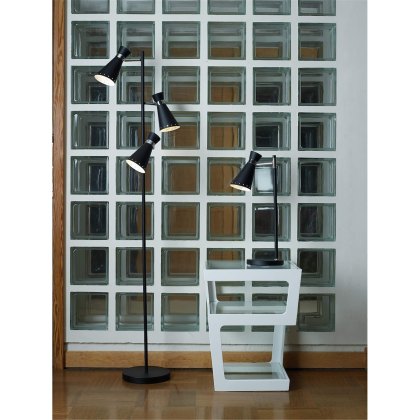 Dar - Ashworth 3 Light Floor Lamp Matt Black Polished Chrome