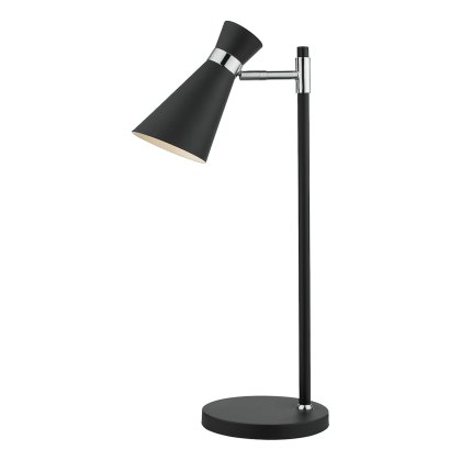 Dar - Ashworth Table Lamp Matt Black Polished Chrome