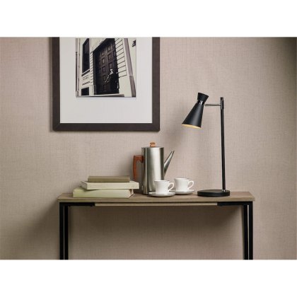 Dar - Ashworth Table Lamp Matt Black Polished Chrome