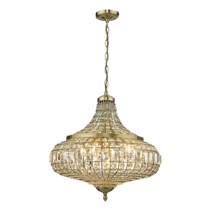 Dar - Asmara 6 Light Pendant Antique Brass Crystal