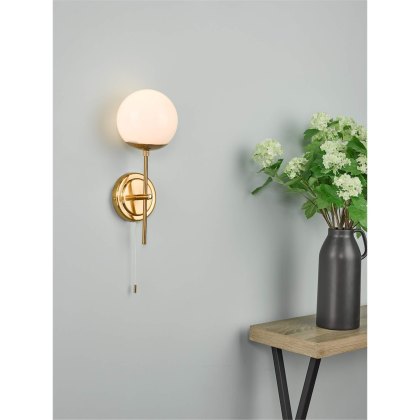 Dar - Bombazine Wall Light Natural Brass Opal Glass