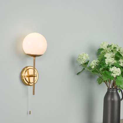 Dar - Bombazine Wall Light Natural Brass Opal Glass