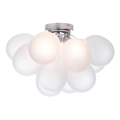 Dar - Bubbles 4 Light Flush Polished Chrome Frosted Glass Dar - Bubbles 4 Light Flush Polished Chrome Frosted Glass