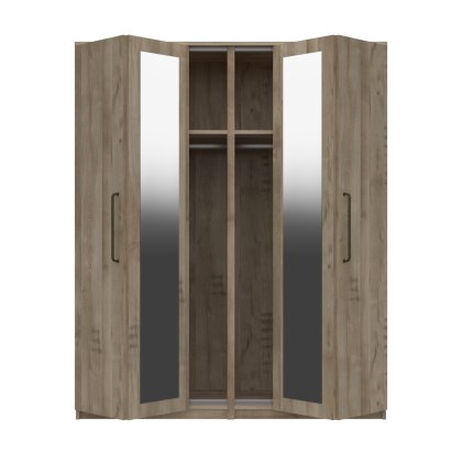 Dorset - Four Door Bifold Wardrobe with Two Mirrors (Soft close)