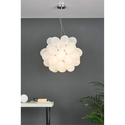 Dar - Bubbles 6 Light Pendant Polished Chrome Frosted Glass