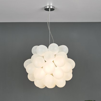 Dar - Bubbles 6 Light Pendant Polished Chrome Frosted Glass