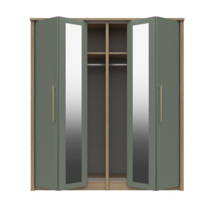 Exeter - Four Door Bifold Wardrobe with Two Mirrors (Soft Close)