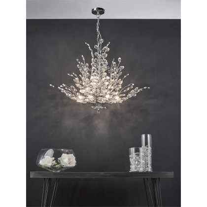 Dar - Cordelia 9 Light Pendant Polished Chrome Crystal